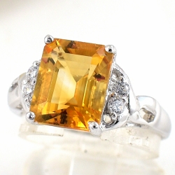 แหวนเงินแท้ 92.5% ฝังพลอยซิทรินแท้