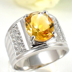 SKJewelryFactory แหวนชายพลอยซิทรินแท้ Natural Citrine ไซส์พลอยใหญ่ๆ 4.50 กะรัต MR00464-CIT