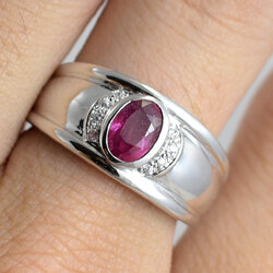 SKJewelryFactory แหวนชาย พลอยทับทิมแท้ สไตล์แหวนปลอกมีด เสริมความร่ำรวย ER00747-RBY