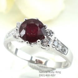 แหวนเงินแท้ 92.5% ฝังพลอยทับทิมแท้ ER01468-RBY