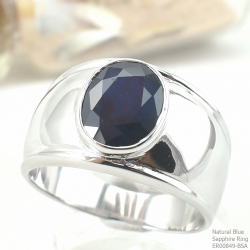 แหวนเงินแท้ 92.5% ฝังพลอยไพลินแท้ ER00849-BSA