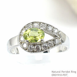 SKJewelryfactory แหวนเงินแท้ 92.5% ฝังพลอยเพอริดอทแท้ประดับเพชร ER01910-PDT