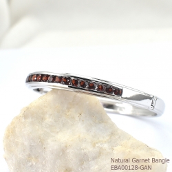 กำไลเงินแท้ 92.5% ฝังพลอยโกเมนแท้ EBA00128-GAN