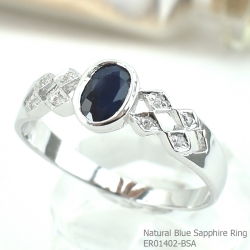 แหวนเงินแท้ 92.5% ฝังพลอยไพลินแท้