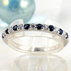 SKJewelryFactory แหวนพลอยไพลินแท้ สลับเพชร สไตล์แหวนเเถวมินิมอล ER01238-BSA2