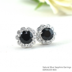 ต่างหูเงินแท้ 92.5% ฝังพลอยไพลินแท้