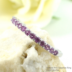 แหวนเงินแท้ 92.5% ฝังพลอยพิงค์แซฟไฟร์แท้ ER01238-PSA