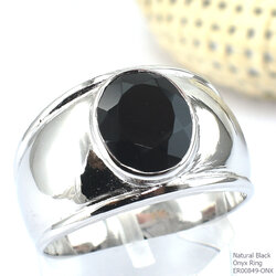 SKJewelryFactory แหวนชายสไตล์แหวนปลอกมีด เรือนเงินแท้ พลอยนิลแท้ สีดำดูดุดัน ER00849-ONX