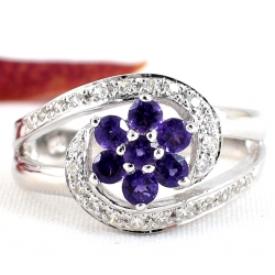 แหวนเงินแท้ 92.5% ฝังพลอยแอมิทิสต์แท้