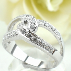 แหวนเงินแท้ 92.5% ฝังเพชรCZ ER01388-WCZ