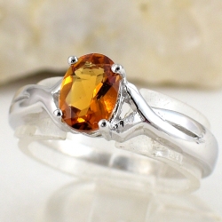 แหวนเงินแท้ 92.5% ฝังพลอยซิทรินแท้