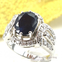 แหวนเงินแท้ 92.5% ฝังพลอยไพลินแท้