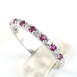 SKJewelryfactory แหวนเงินแท้ 92.5% ฝังพลอยทับทิมแท้ สไตล์เรียบหรู ER01238-RBY2