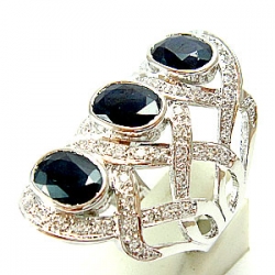 แหวนเงินแท้ 92.5% ฝังพลอยไพลินแท้