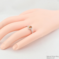 SKJewelryfactory แหวนเงินแท้ ฝังพลอยซิทรินแท้ เรียบหรู ER02471-CIT