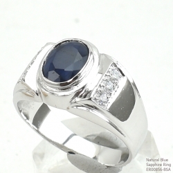 แหวนเงินแท้ 92.5% ฝังพลอยไพลินแท้ ER00856-BSA