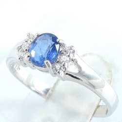 แหวนเงินแท้ฝังพลอยบลูไคยาไนท์แท้