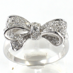 แหวนเงินแท้ 92.5% ฝังเพชร แหวนโบว์