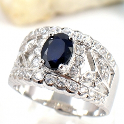 แหวนเงินแท้ 92.5% ฝังพลอยไพลินแท้