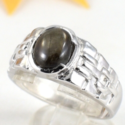 แหวนเงินแท้ 92.5% ฝังพลอยสตาร์แซฟไฟร์แท้