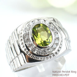 SKJewelryFactory แหวนชายเพอริดอทแท้ ล้อมเพชร ตัวเรือนเงินแท้ MR00383-PDT