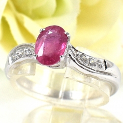 แหวนเงินแท้ 92.5% ฝังพลอยทับทิมแท้