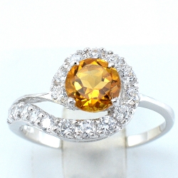 แหวนเงินแท้ 92.5% ฝังพลอยซิทรินแท้