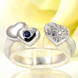 SKJewelryfactory แหวนเงินแท้ ฝังพลอยไพลินแท้ ดีไซด์รูปหัวใจ น่ารักๆ ER00965-BSA