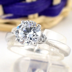 แหวนเงินแท้ 92.5% ฝังเพชรCZ ER01202-WCZ