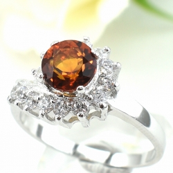 SKJewelryfactory แหวนเงินแท้ 92.5% ฝังพลอยซิทรินแท้ ประดับตกแต่งด้วยเพชร อันเลอค่า ER01643-CIT2