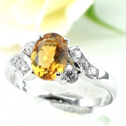 แหวนเงินแท้ 92.5% ฝังพลอยซิทรินแท้