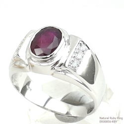 แหวนเงินแท้ 92.5% ฝังพลอยทับทิมแท้ ER00856-RBY