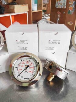 เกจวัดแรงดัน (Pressure Gauge) ขนาดหน้าปัด 4นิ้ว เกลียวขนาด1/2 วัดแรงดัน 0-250