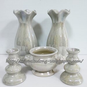 ชุดบูชาเซรามิค (แจกัน,เชิงเทียน,กระถางธูป)