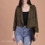 เสื้อเกาหลี พร้อมส่ง เสื้อแจ้กเกต ปกใหญ่ทรงสั้น