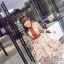 เดรสเกาหลี พร้อมส่ง เดรสยาว ซีทรูปักลายดอกไม้สวย