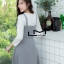 เสื้อผ้าเกาหลี พร้อมส่ง เสื้อแขนยาว+เดรสลายตาราง