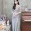 เดรสเกาหลี พร้อมส่ง Maxi แขนสามส่วน