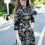 พร้อมส่ง Long Dress สีดำ ทรงแขน 5 ส่วน คอกลม