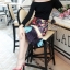 พร้อมส่ง เสื้อปาดไหล่สีดำง มาพร้อมกระโปรงลายมู๋หลาน
