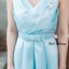 ชุดเดรสเกาหลี พร้อมส่ง Dress ผ้าไหมคอวี