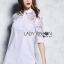 พร้อมส่ง เชิ้ตยาวผ้าคอตตอนประดับตกแต่งผ้าลูกไม้