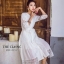 เดรสเกาหลี พร้อมส่ง เดรสทรงใหญ่ ช่วงเอวมีโบว์ผูกเอว