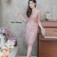 เดรสเกาหลี พร้อมส่ง Dress ลูกไม้เอวระบาย