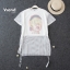 ชุดเดรสเกาหลี พร้อมส่ง ผ้าคัตตัลนิ่ม ปักแมว