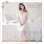 SP087 ชุดนอนกระโปรงยาว สีขาว สวยหวาน สไตล์คุณหนู ผ้าฝ้ายตัดแต่งด้วยผ้าลูกไม้ งานสวยมากคะ