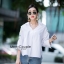 เสื้อเกาหลี พร้อมส่ง เสื้อซาร่าคอวี แขนยาว
