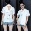 เสื้อแฟชั่น พร้อมส่ง เสื้อเชิ้ต คอปกตั้งรูดซิป