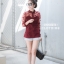เสื้อเกาหลี พร้อมส่ง เสื้อเชิ้ต ดอกไม้บ่าซีทรู