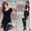 พร้อมส่ง เสื้อยืดคอกลมด้านหลังเป็นสามเหลี่ยมหางปลา